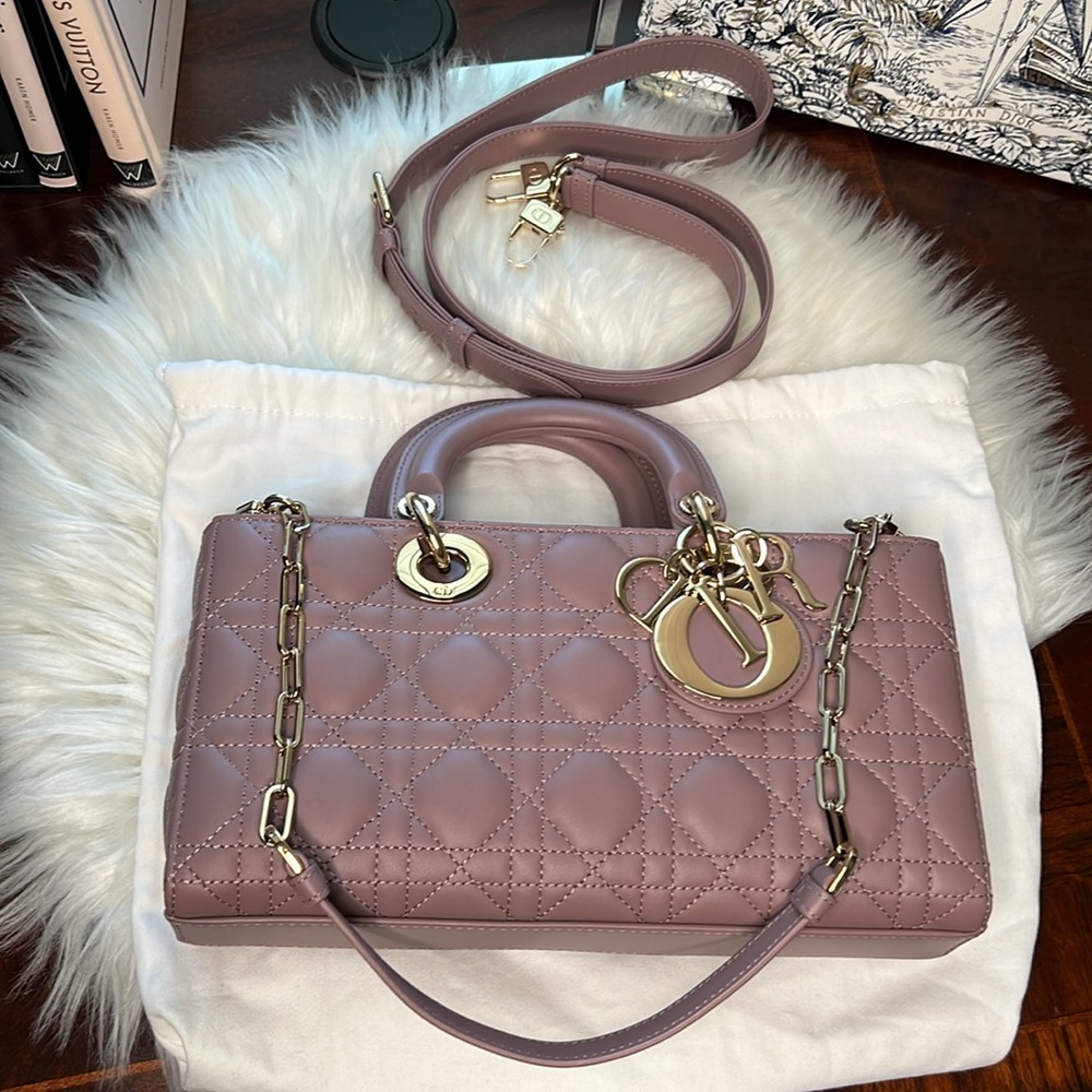 Dior Medium Lady D-Joy Bag Peony Pink Cannage Lambskin NWT Shoulder/Crossbody - Picture 16 of 17